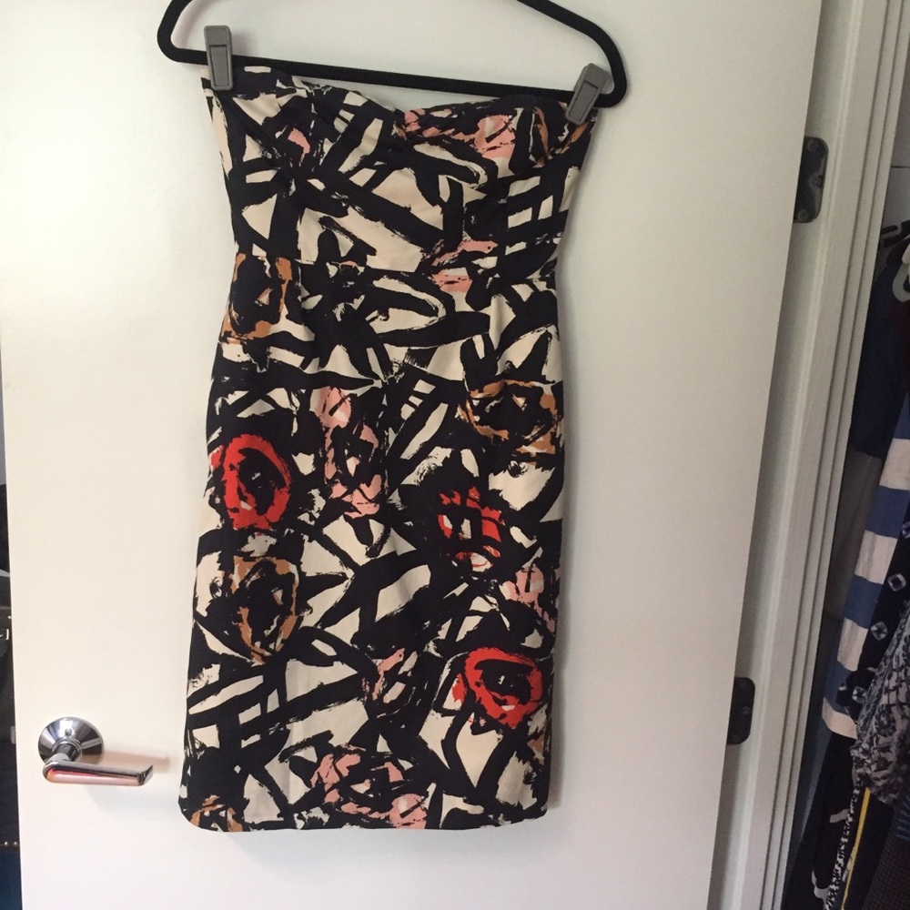 J.Crew Abstract Rose Strapless Dress, size 0